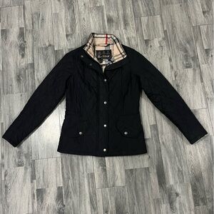 Barbour Black Quilted Jacket with Plaid Lining
